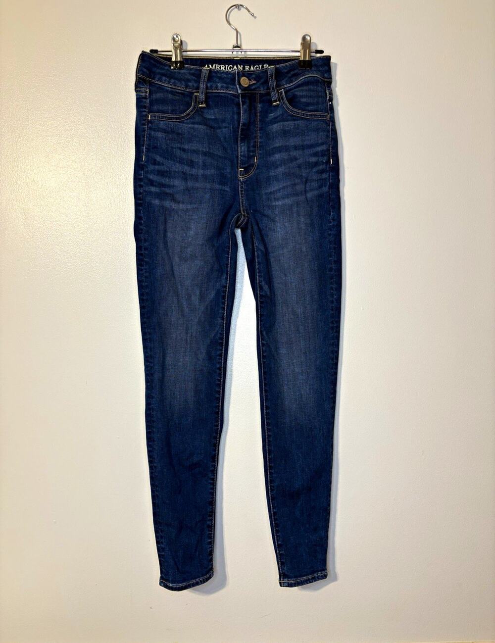 American Eagle Outfitters Womens Blue Stretch Mid Rise Skinny Jeans 0 SHORT